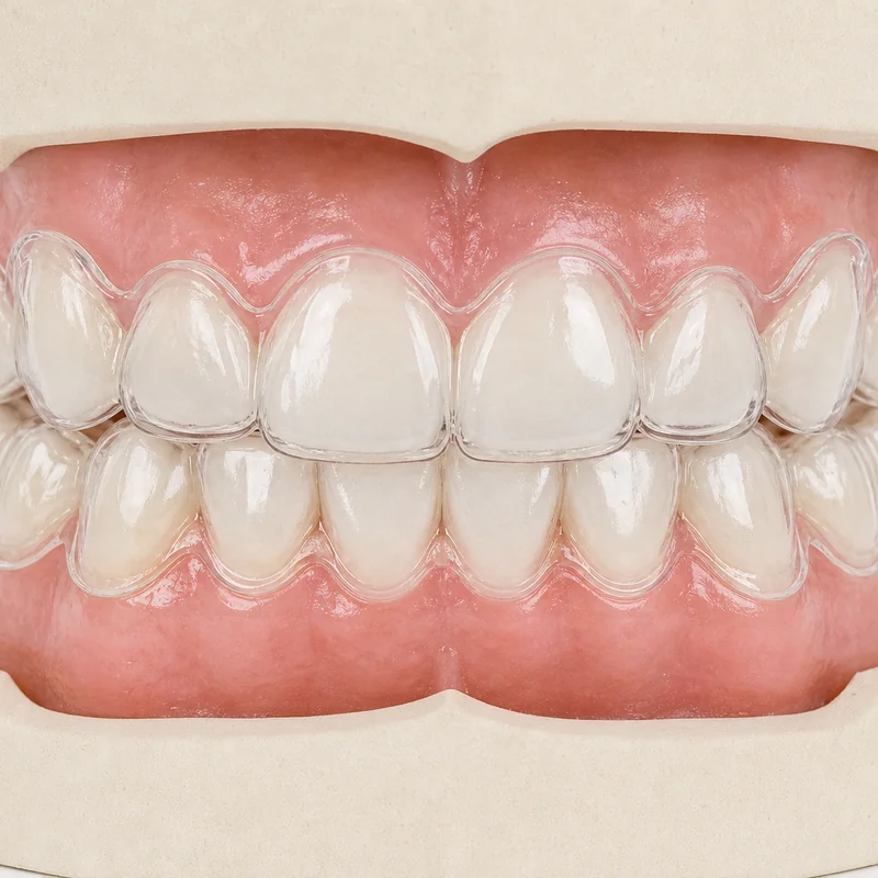 Clear aligner with 360 degree tooth adhesion on dental model