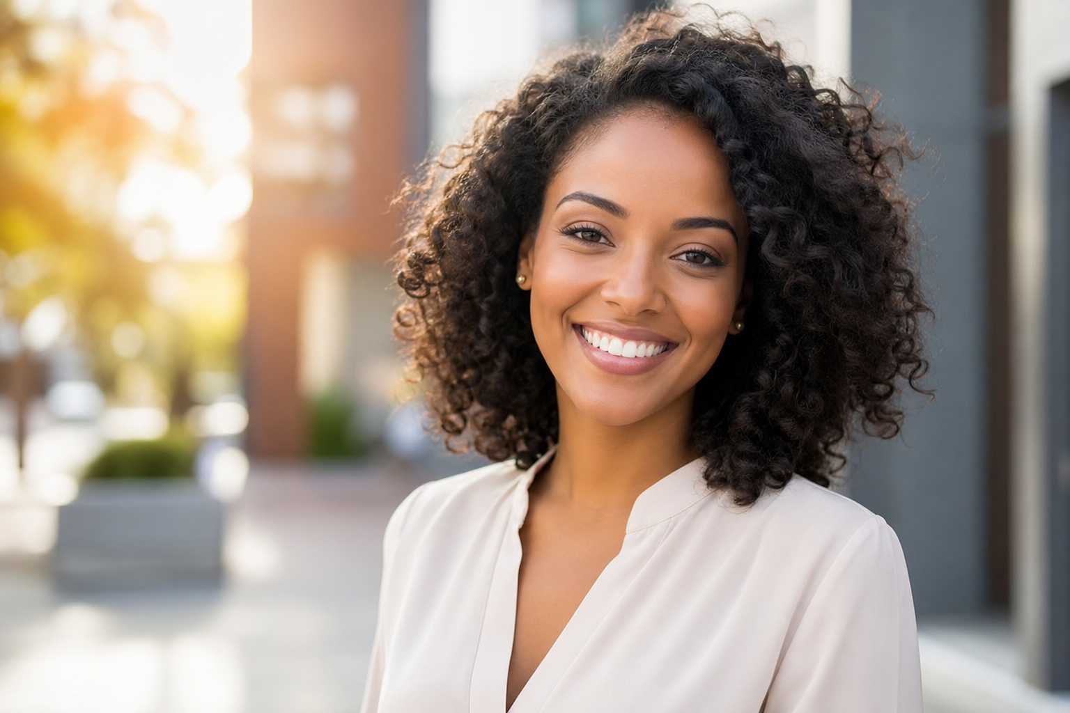 Smiling woman with confident, natural smile